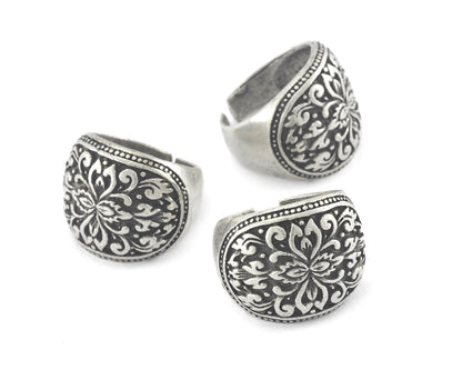 Signet Ring Adjustable Ring Antique silver plated brass (17.5mm 7.5US inner size) OZ998 Ring26