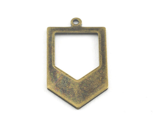 Irregular pentagon antique bronze plated brass 15x26.5 hole necklace ,charms, ,findings 3775-125