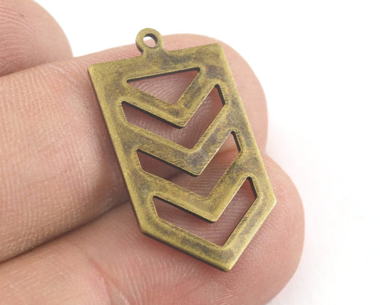 Irregular pentagon antique bronze plated brass 15x26.5 hole necklace ,charms, ,findings 3772-150