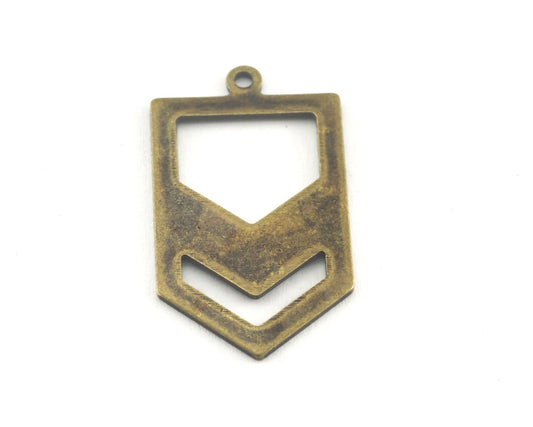 Irregular pentagon antique bronze plated brass 15x26.5 hole necklace ,charms, ,findings 3763-115