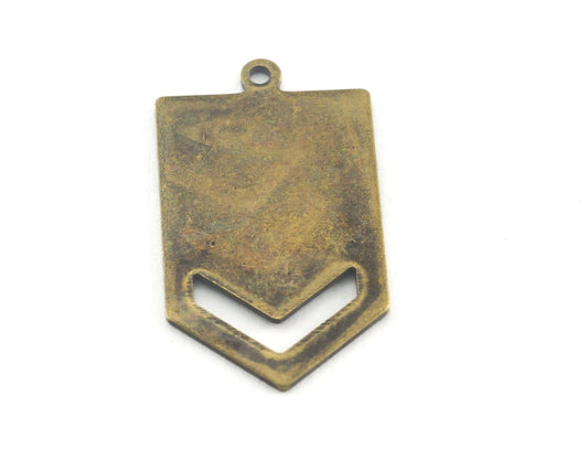Irregular pentagon antique bronze plated brass 15x26.5 hole necklace ,charms, ,findings 3762-205