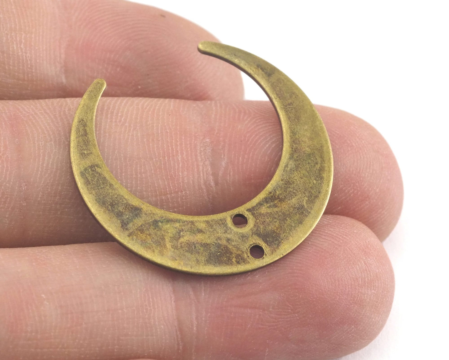 Crescent Moon 30mm Antique Bronze Plated Brass (2 hole) Charms Findings Stampings OZ3440-225