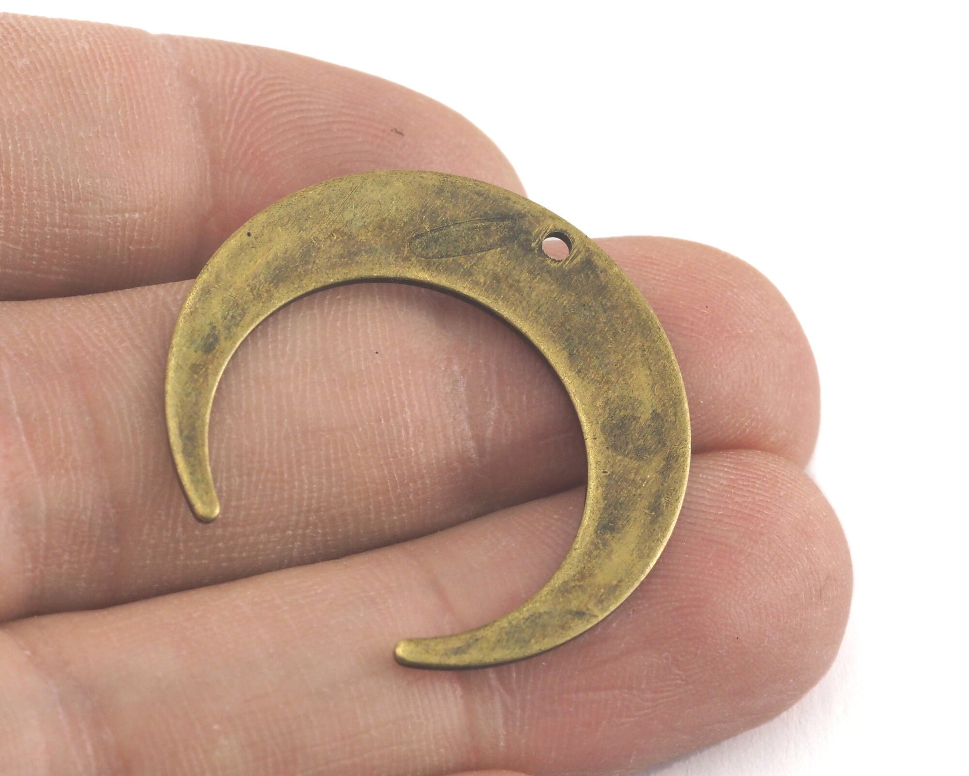 Crescent Moon 30mm Antique Bronze Plated Brass Charms Findings Stampings OZ3439-225