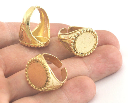 Signet Ring Adjustable Ring Bezel Blank - Raw brass (17mm 6.5US inner size - Adjustable ) OZ3853