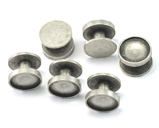 Antique Silver plated Brass 12x8mm cufflink brass studs, shirt collar tuxedo stud, 1697-250