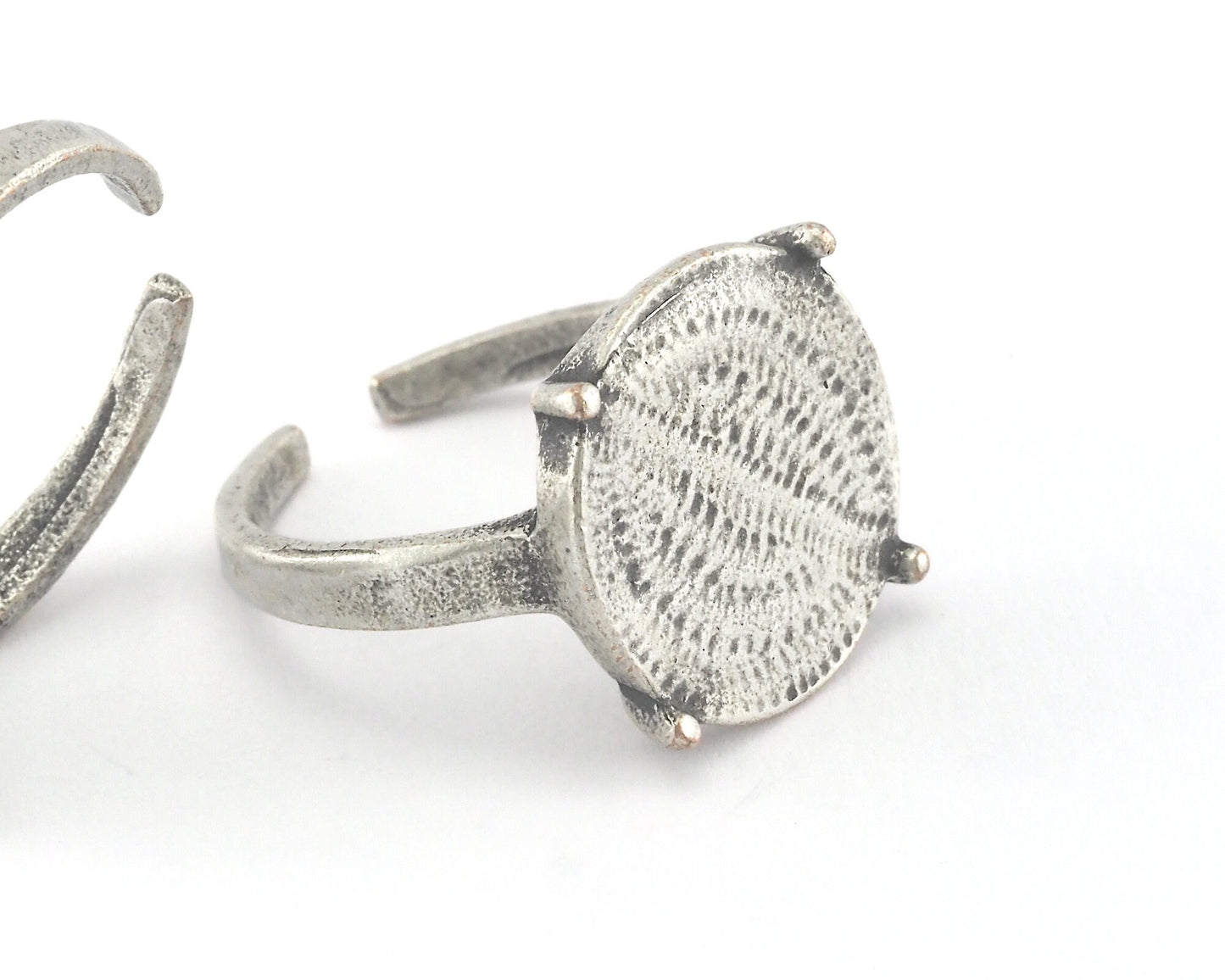 Signet Ring Adjustable Ring Bezel Blank Antique Silver Plated brass (18mm 7.5US inner size - Adjustable ) OZ3855