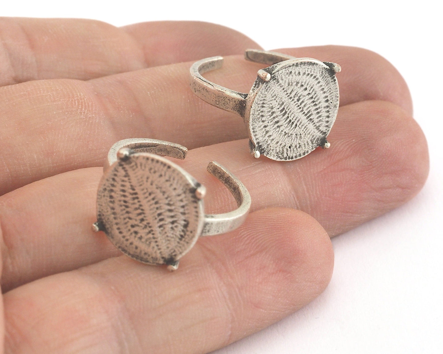 Signet Ring Adjustable Ring Bezel Blank Antique Silver Plated brass (18mm 7.5US inner size - Adjustable ) OZ3855