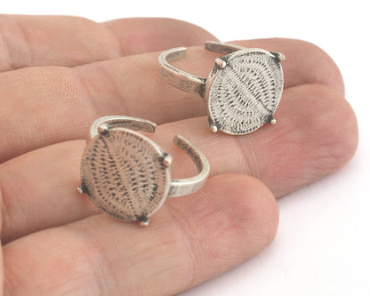 Signet Ring Adjustable Ring Bezel Blank Antique Silver Plated brass (18mm 7.5US inner size - Adjustable ) OZ3855