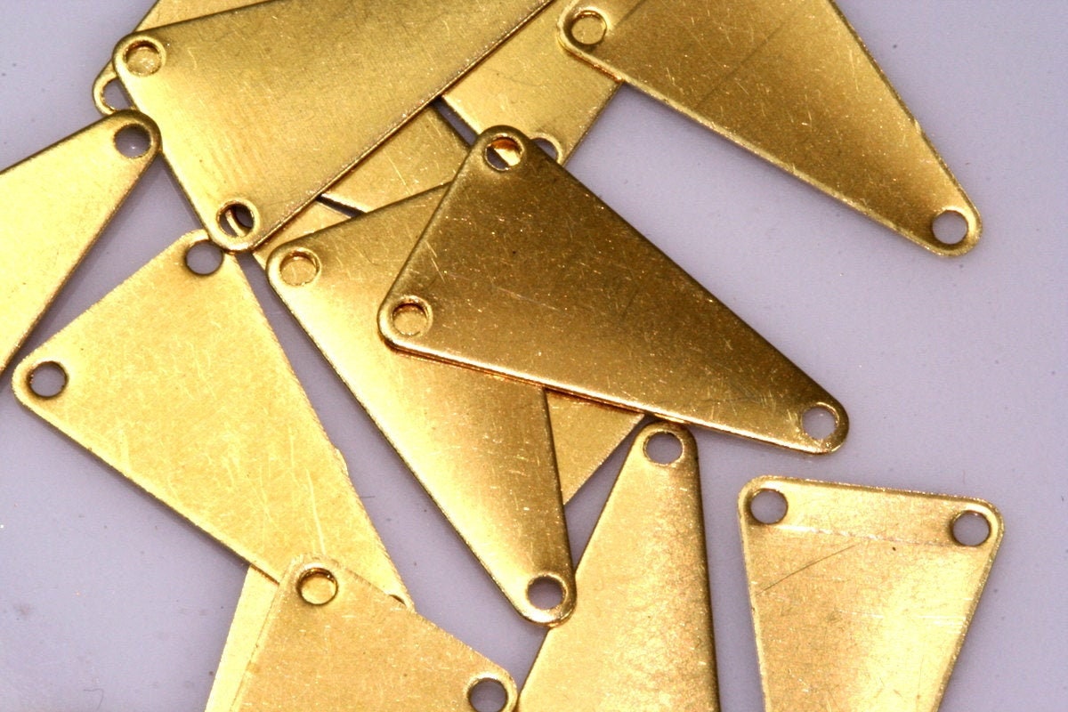 200 pcs Raw Brass 11x20mm triangle tag 3 hole connector Charms ,Findings 744R-90