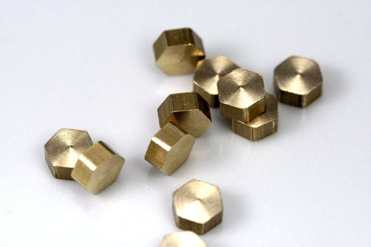 Raw brass stamping hexagonal 6x6x3mm 1/4"x1/4"x1/8" 1557