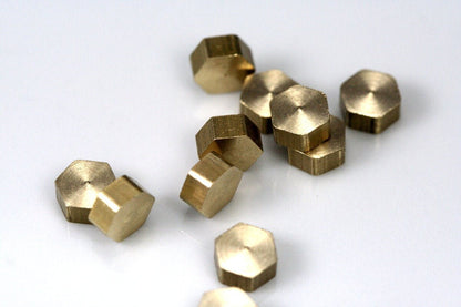Raw brass stamping hexagonal 6x6x3mm 1/4"x1/4"x1/8" 1557