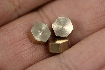 Raw brass stamping hexagonal 6x6x3mm 1/4"x1/4"x1/8" 1557