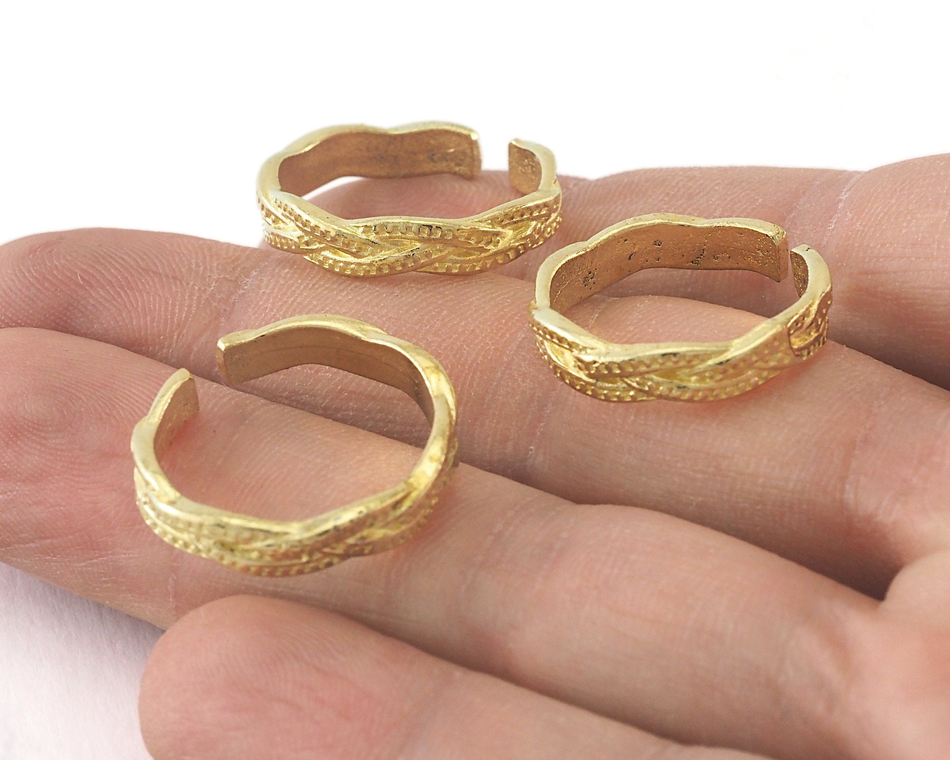 Minimalist Band Textured Adjustable Ring Raw Brass - Shiny Silver - Antique Silver - Matte Gold - Shiny Gold (17.5mm 7US size) OZ3857