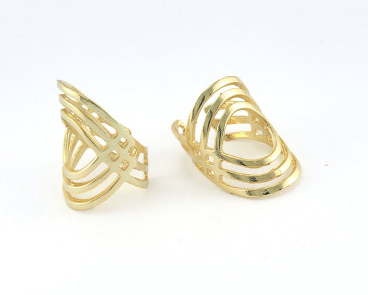 Filigree Adjustable Ring Gold Plated Brass 1 Pc. (18.5mm 8.5US inner size) OZ3838 33mm