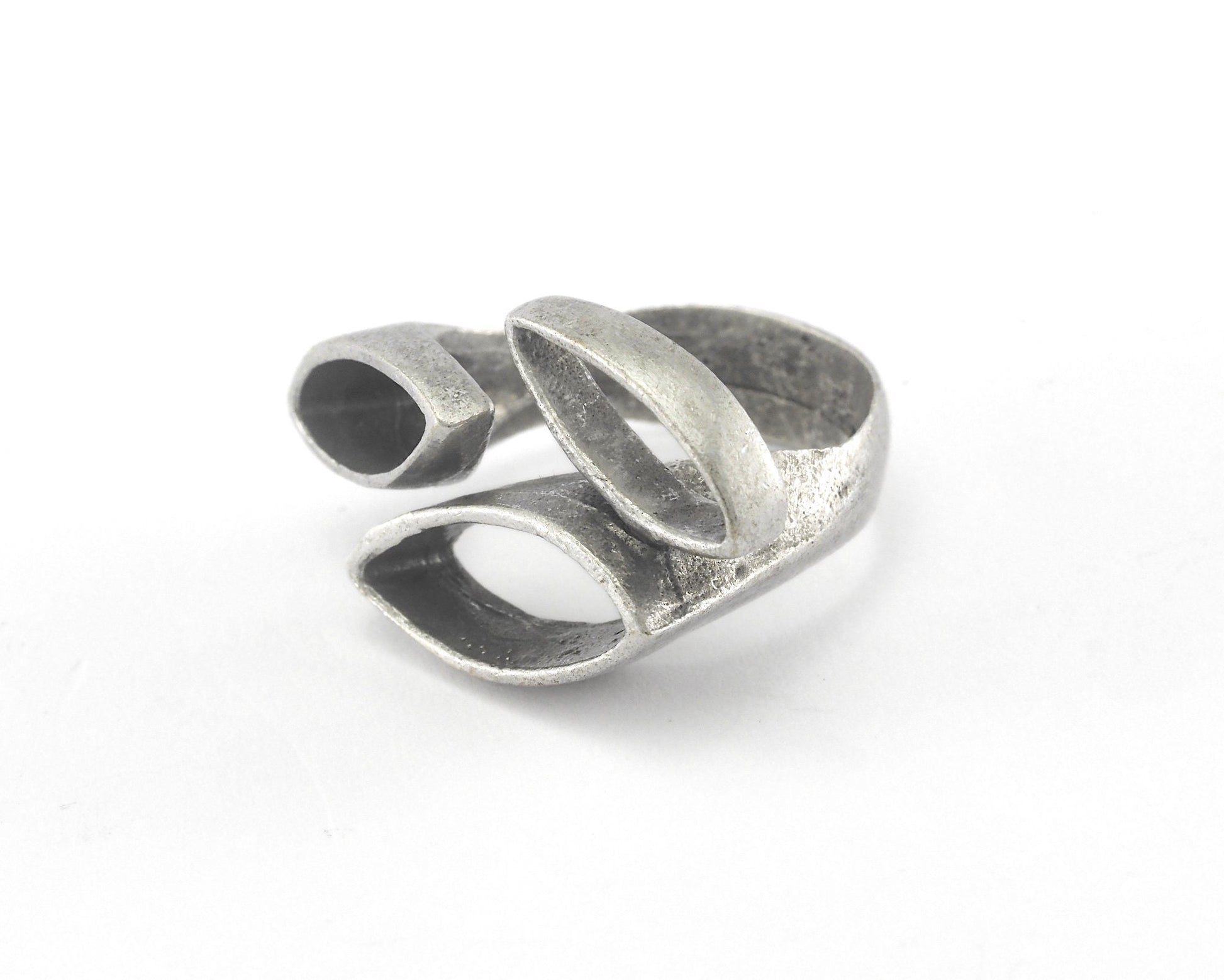 Marquise Adjustable Ring Antique Silver Plated Brass (18.5mm 8.5US inner size) Oz3381 ring24