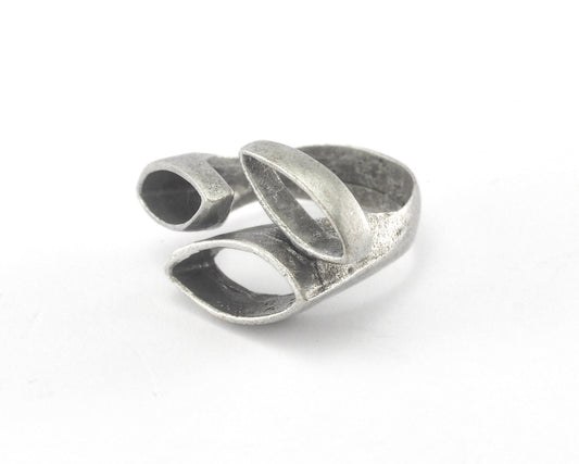 Marquise Adjustable Ring Antique Silver Plated Brass (18.5mm 8.5US inner size) Oz3381 ring24