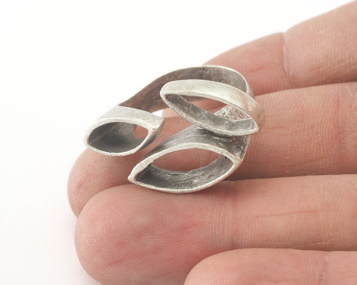 Marquise Adjustable Ring Antique Silver Plated Brass (18.5mm 8.5US inner size) Oz3381 ring24