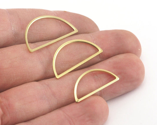 Semi circle frame shape raw brass findings connector 3 sizes (28x14mm - 26x12mm - 23x10mm) scs R170