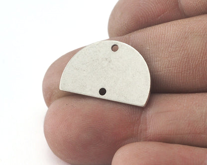 Semi Circle Half Moon Antique Silver Plated Brass 22x14mm (0.8mm thickness) 2 hole charms findings blank OZ3673-165