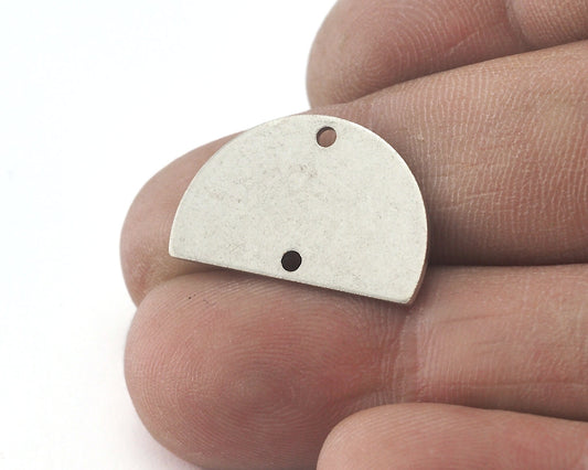 Semi Circle Half Moon Antique Silver Plated Brass 22x14mm (0.8mm thickness) 2 hole charms findings blank OZ3673-165