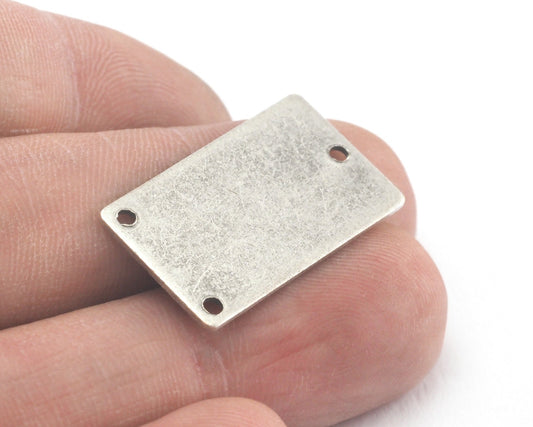 Rectangle stamping blank 15x25x0.8mm (20 gauge) antique silver plated brass 3 hole 1205-63