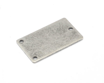 Rectangle stamping blank 15x25x0.8mm (20 gauge) antique silver plated brass 3 hole 1205-63