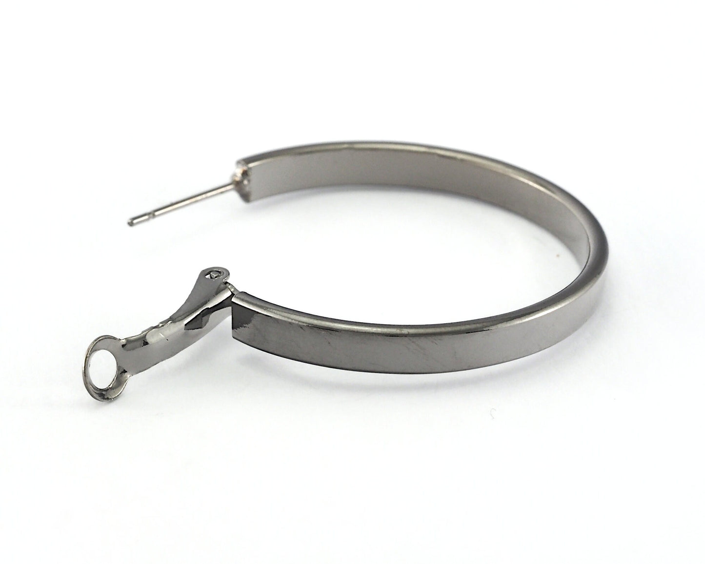 Hoop Earrings (Silver, Gold, Gun Metal) plated brass round earring Posts, 33mm R146