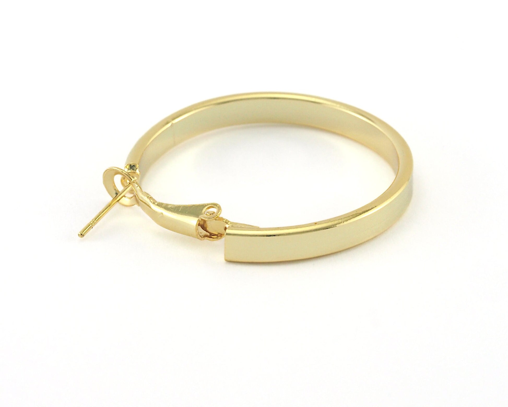 Hoop Earrings (Silver, Gold, Gun Metal) plated brass round earring Posts, 33mm R146