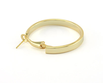 Hoop Earrings (Silver, Gold, Gun Metal) plated brass round earring Posts, 33mm R146