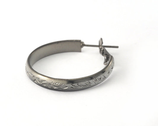 Hoop Earrings (Silver, Gold, Gun Metal) plated brass round earring Posts, 28mm R150