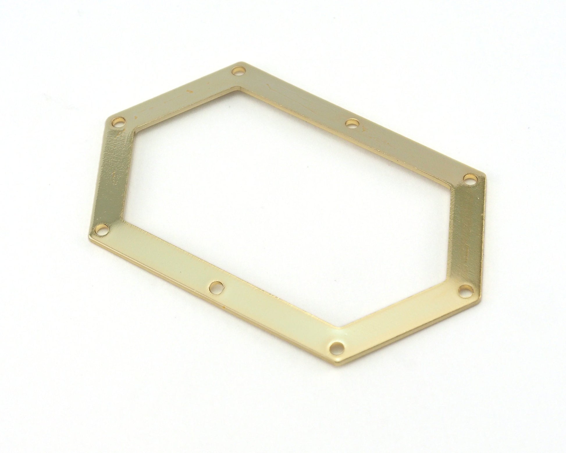 Elongated Hexagon Shape 54x32mm 0.8 Thickness Stamping Gold Plated 8 hole tag pendant 2260-350