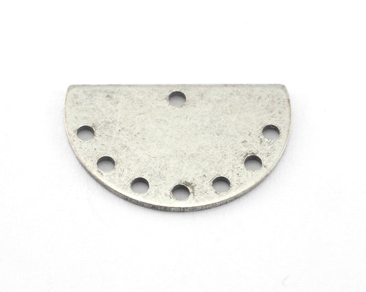 Semi Circle Half Moon Antique Silver Plated brass 22x14mm (0.8mm thickness) 8 holes charms findings blank OZ3863-165