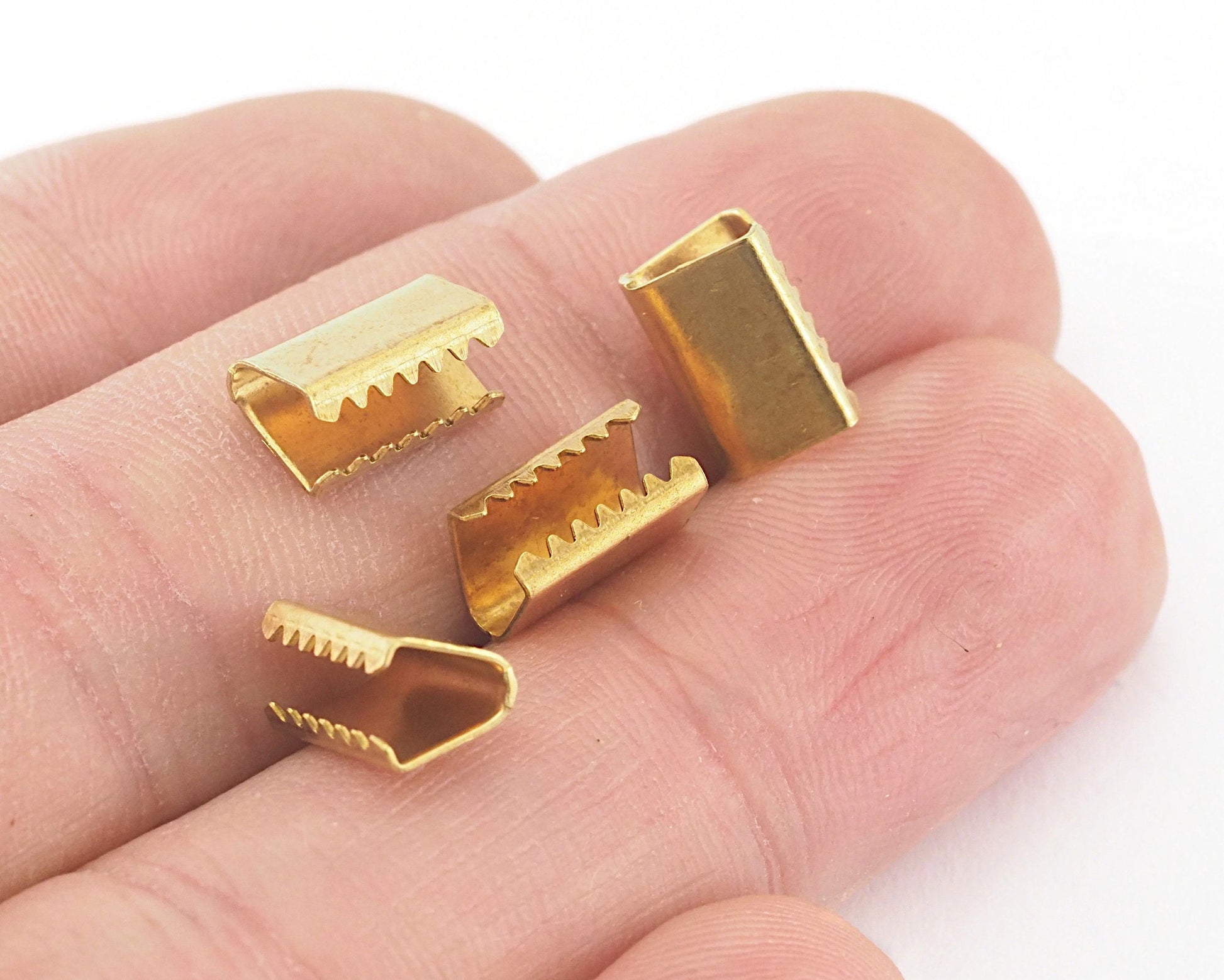 Ribbon Crimp Ends, 6x9mm Raw Brass Ribbon Crimp End, Ribbon Crimp Ends cap, Findings OZ535