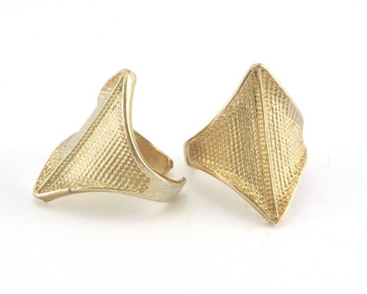 Rhombus Ring Dotted Adjustable Ring Raw brass (18mm 8US inner size) OZ3276