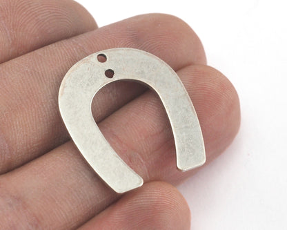 Magnet shape semi circle 25x22.5x0.8mm two hole Antique Silver Plated brass findings scs oz3719-200