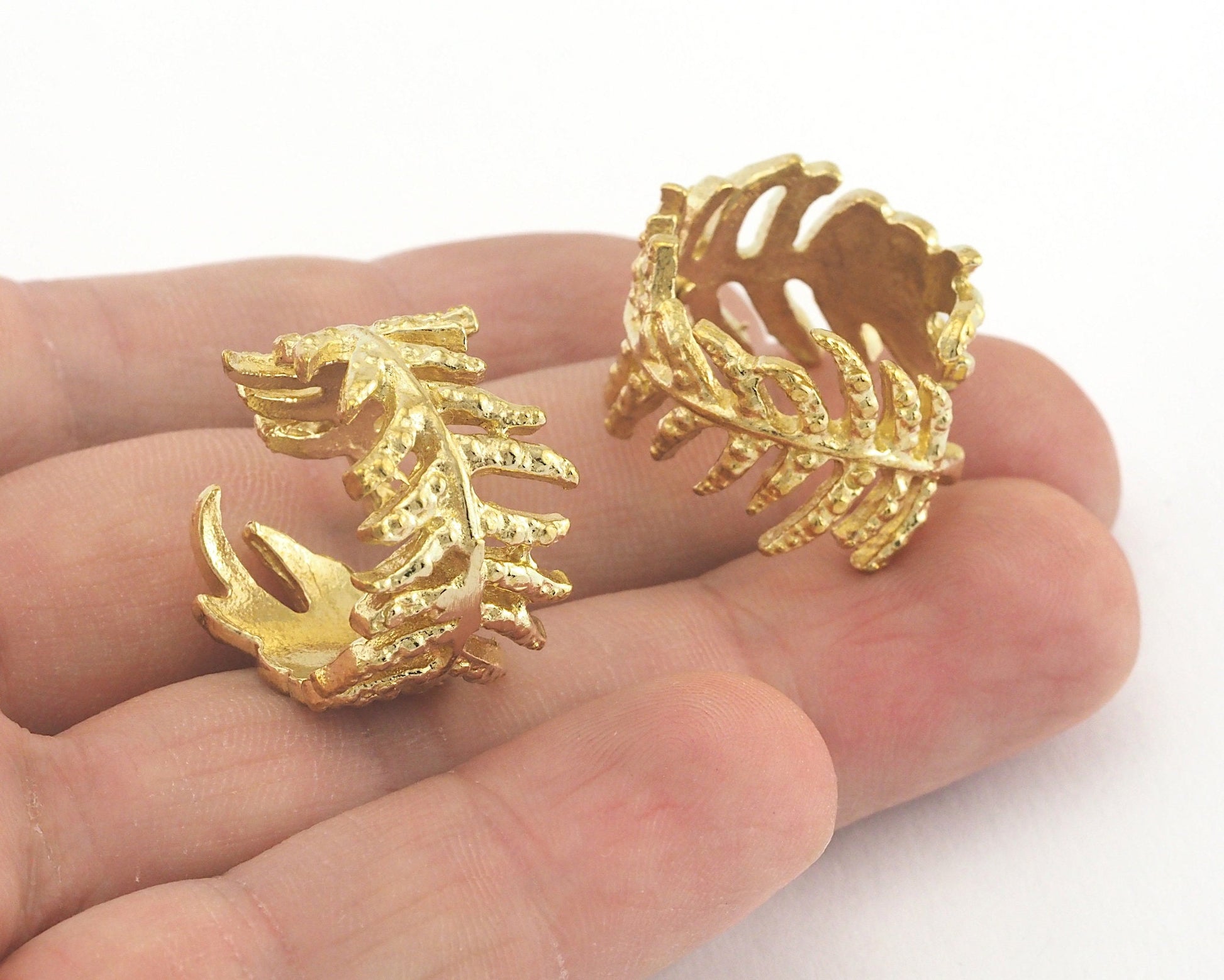 Leaf Ring Adjustable Raw brass (17mm 7US inner size) OZ3427