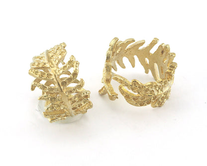 Leaves Ring Adjustable Bezel Raw brass (16.5mm 6US inner size - Adjustable ) OZ3865