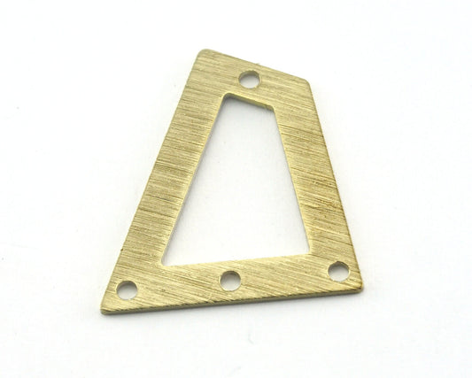 Brushed Trapezoid Rectangle 4 hole raw brass 23x21mm charms , findings R108-150