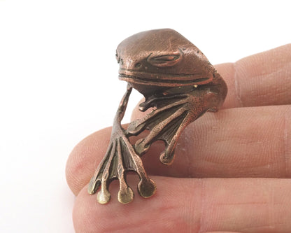 Frog Adjustable Ring Antique Copper Plated Brass (17.5mm 7US inner size) OZ2893