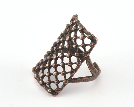 Dotted Adjustable Ring Antique Copper Plated brass (18mm 8US inner size) OZ2755 30mm