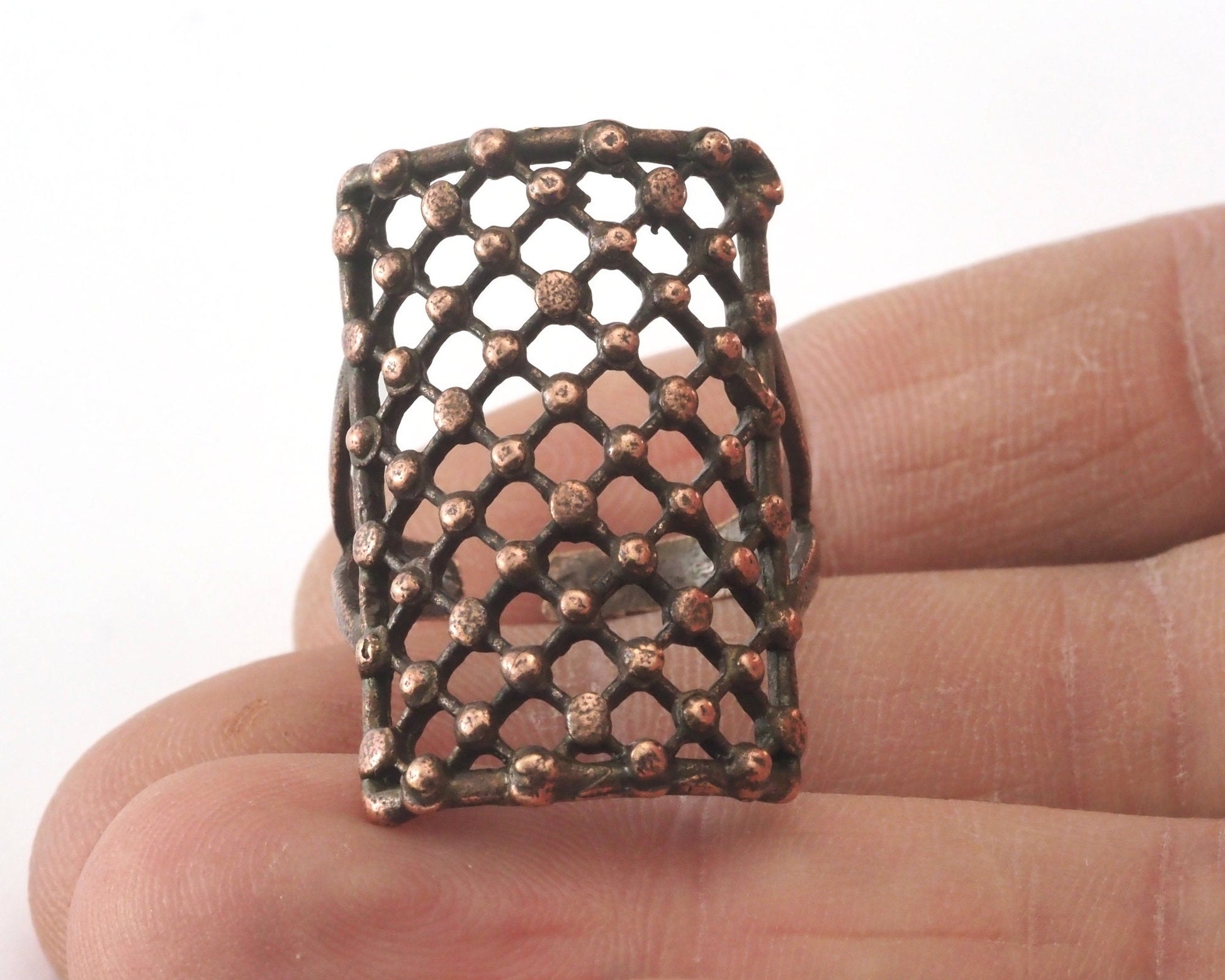 Dotted Adjustable Ring Antique Copper Plated brass (18mm 8US inner size) OZ2755 30mm