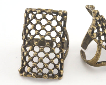 Dotted Adjustable Ring Antique Bronze Plated brass (18mm 8US inner size) OZ2755 30mm