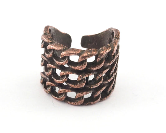 Chain Adjustable Ring Antique Copper Plated brass (18mm 8US inner size) OZ2642