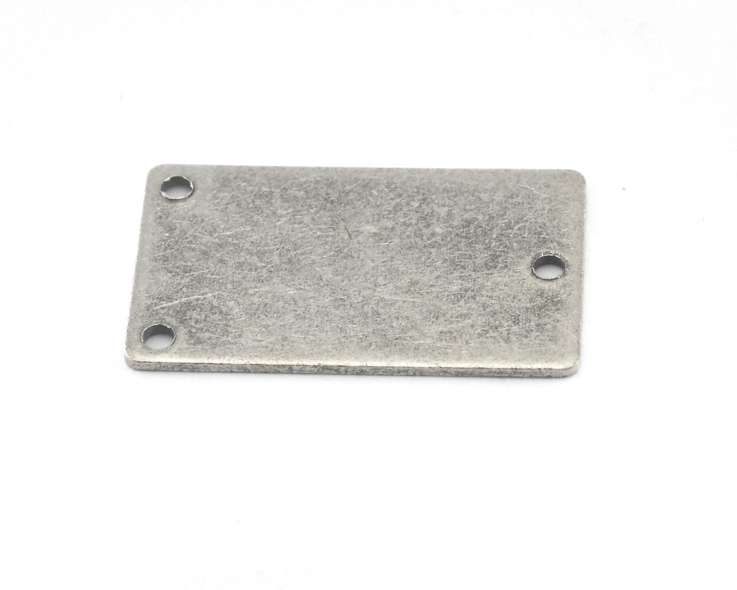 Rectangle stamping blank 15x25x0.8mm (20 gauge) antique silver plated brass 3 hole 1205-63