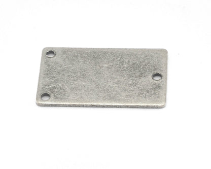 Rectangle stamping blank 15x25x0.8mm (20 gauge) antique silver plated brass 3 hole 1205-63