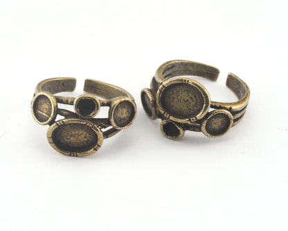 Ring Adjustable Ring Blank Bezel Antique bronze plated brass (18mm 8US inner size - Adjustable ) 0684