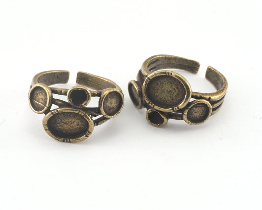 Ring Adjustable Ring Blank Bezel Antique bronze plated brass (18mm 8US inner size - Adjustable ) 0684