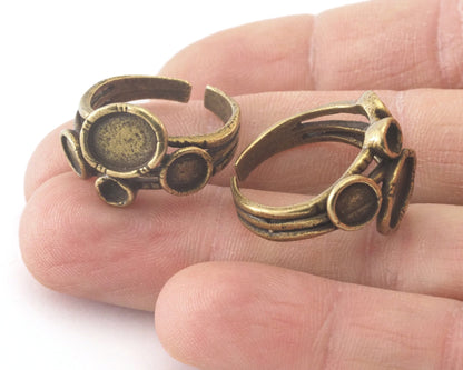 Ring Adjustable Ring Blank Bezel Antique bronze plated brass (18mm 8US inner size - Adjustable ) 0684