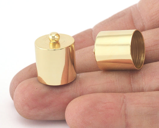 Ribbon End Gold Plated Brass 16x14mm 13mm inner with loop cord tip ends, ends cap, findings ENC13 OZ3006