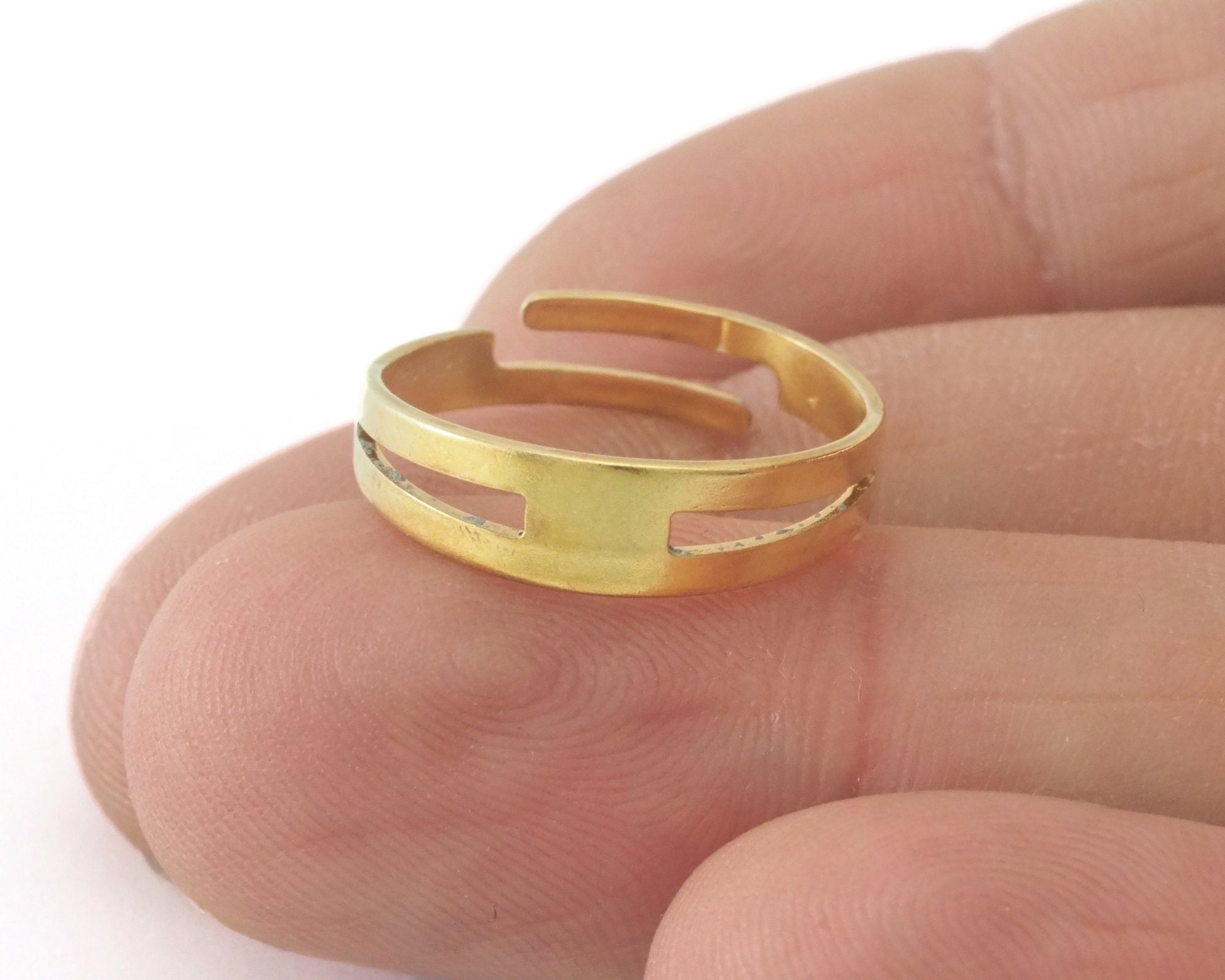 Ring blank size 6US - 9US Adjustable Raw Brass with 5mm base setting OZ3914